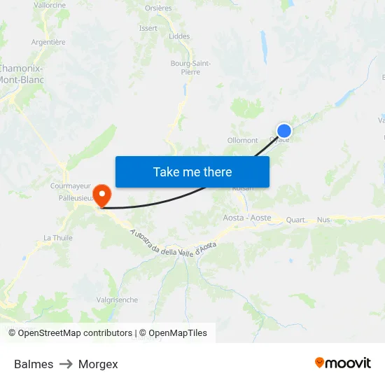 Balmes to Morgex map