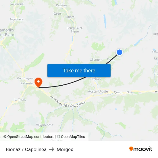 Bionaz / Terminal to Morgex map