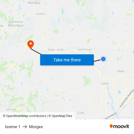 Issime 1 to Morgex map