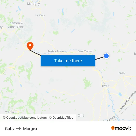 Gaby to Morgex map