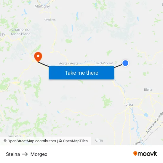 Steina to Morgex map