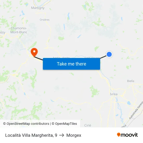Villa Margherita Location, 9 to Morgex map