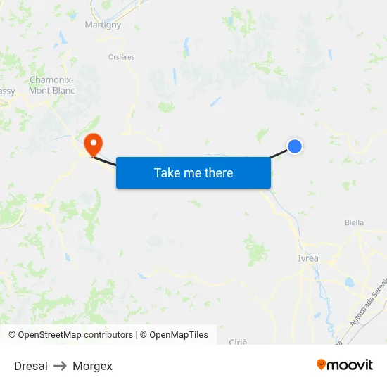 Dresal to Morgex map