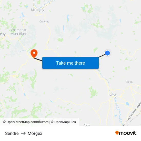 Sendre to Morgex map