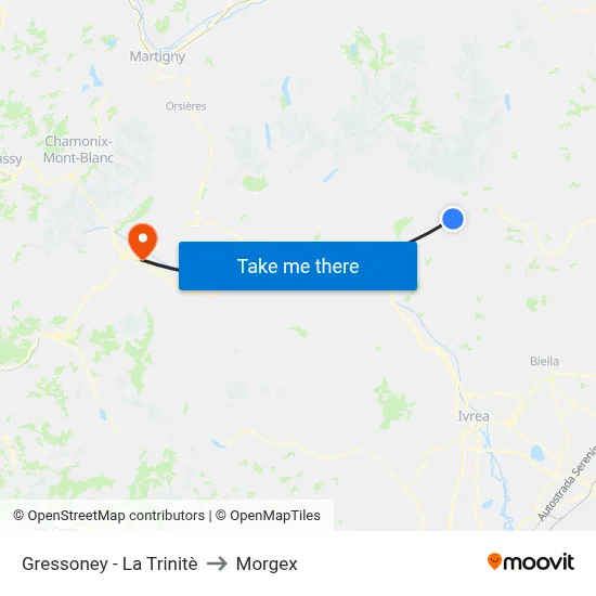 Gressoney - La Trinite to Morgex map