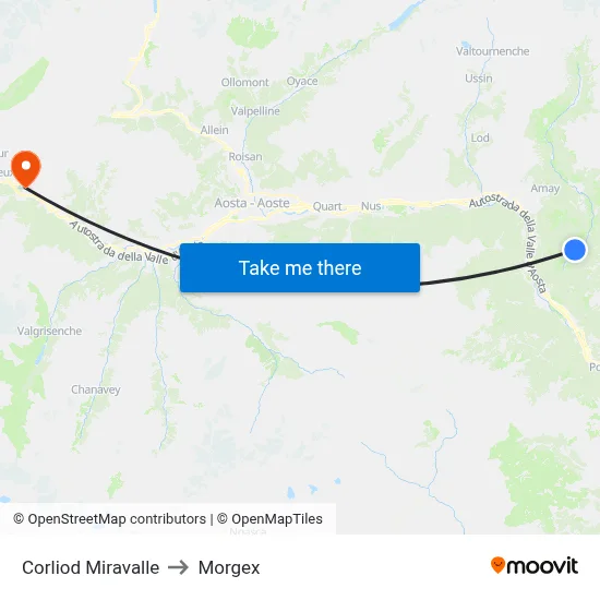 Corliod Miravalle to Morgex map