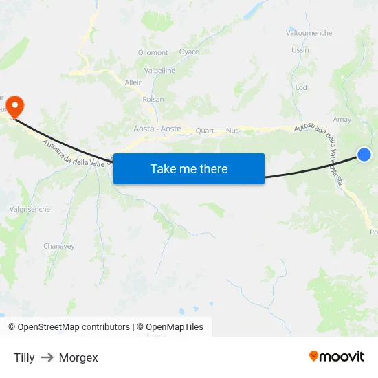 Tilly to Morgex map