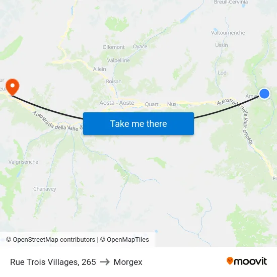 Brusson Lago to Morgex map