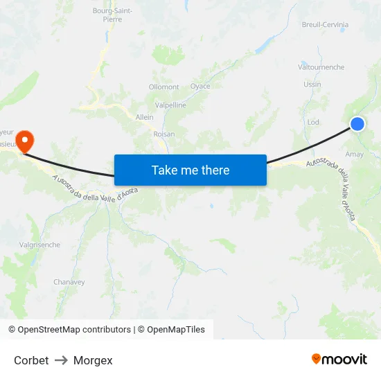 Corbet to Morgex map