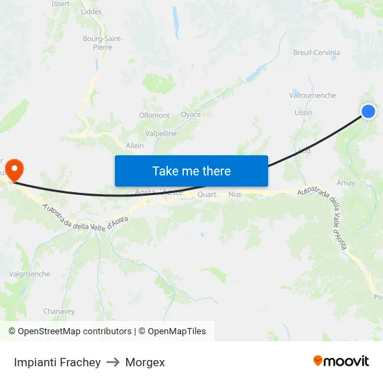 Frachey Facilities to Morgex map
