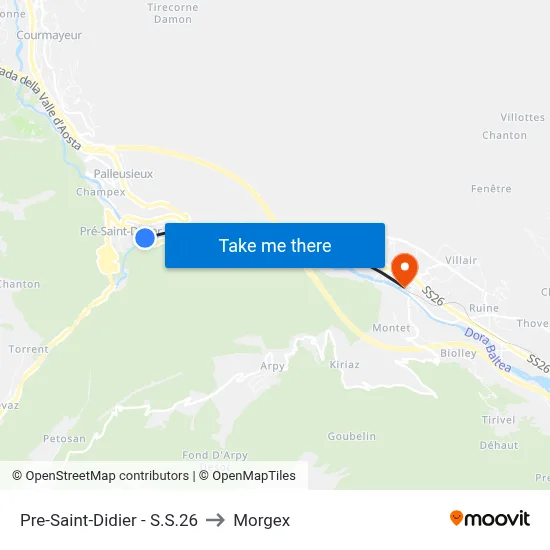 Pre-Saint-Didier - S.S.26 to Morgex map