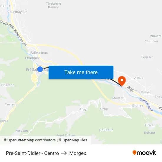 Pre-Saint-Didier - Center to Morgex map