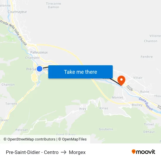 Pre-Saint-Didier - Center to Morgex map
