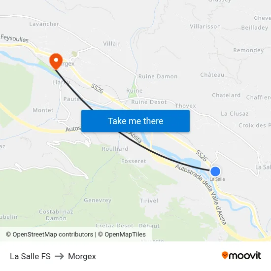 La Salle FS to Morgex map