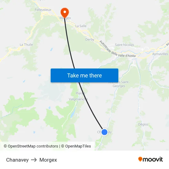 Chanavey to Morgex map