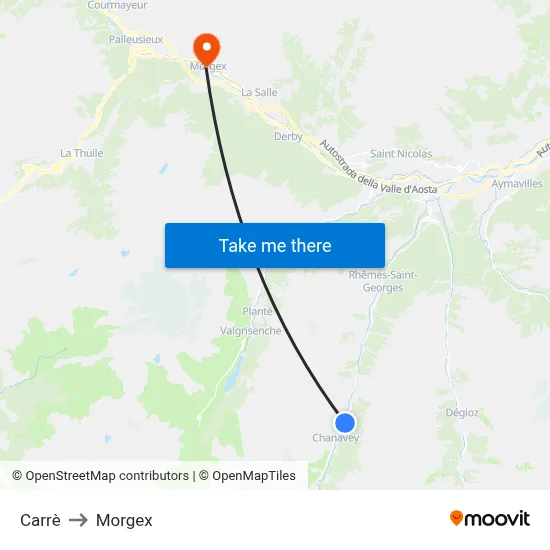 Carrè to Morgex map