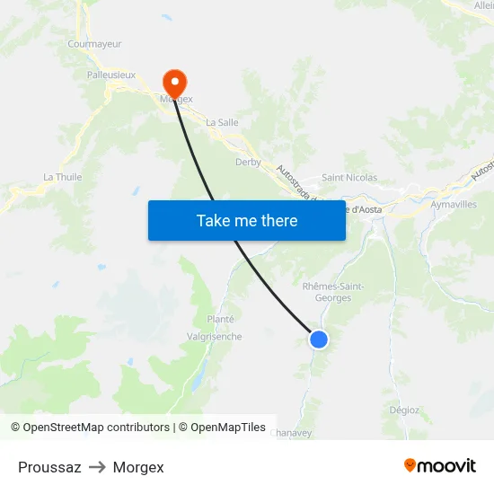 Proussaz to Morgex map