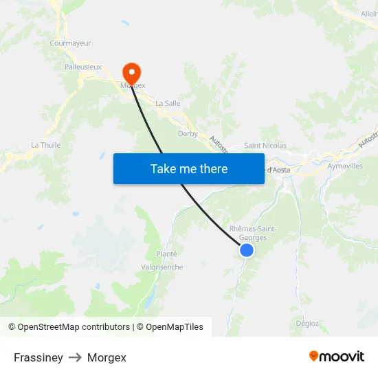 Frassiney to Morgex map