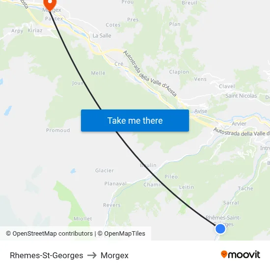 Rhemes-St-Georges to Morgex map