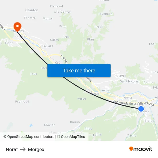 Norat to Morgex map