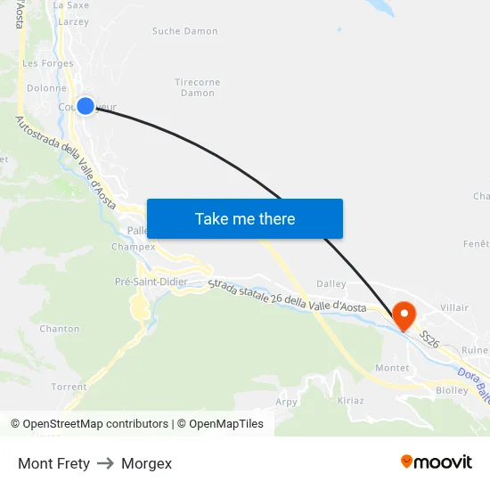 Mont Frety to Morgex map