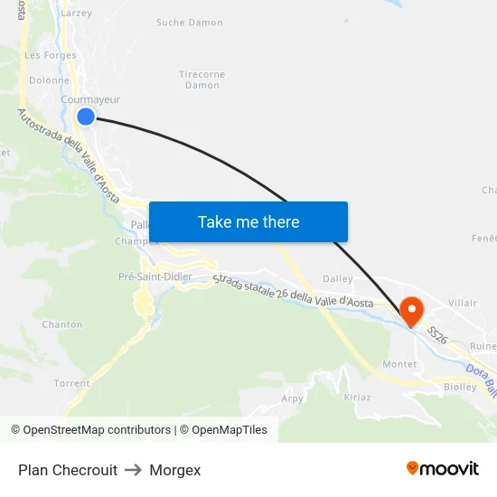 Plan Checrouit to Morgex map