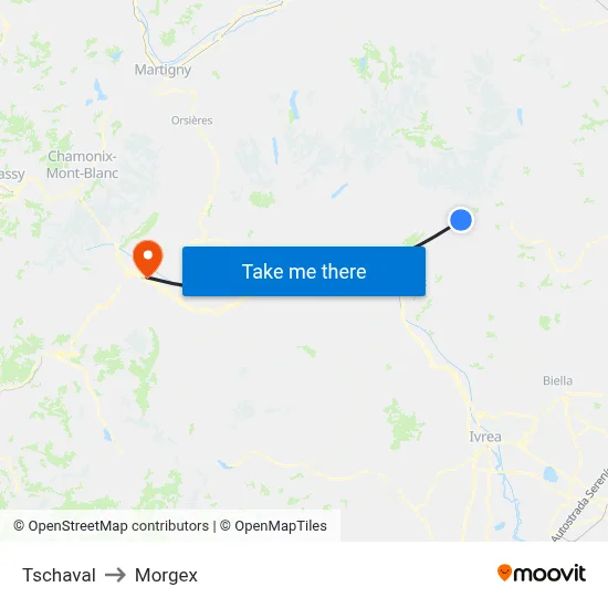 Tschaval to Morgex map