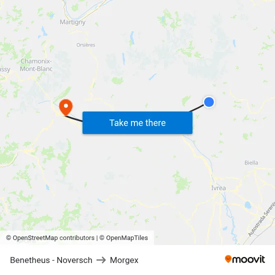 Benetheus - Noversch to Morgex map