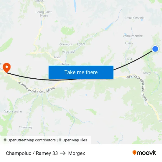 Champoluc / Ramey 33 to Morgex map