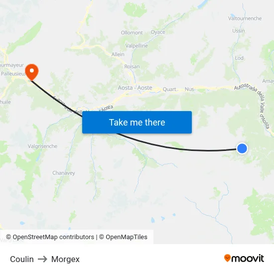 Coulin to Morgex map