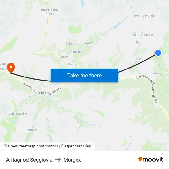 Antagnod Chairlift to Morgex map