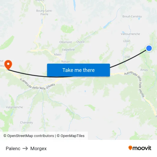Palenc to Morgex map