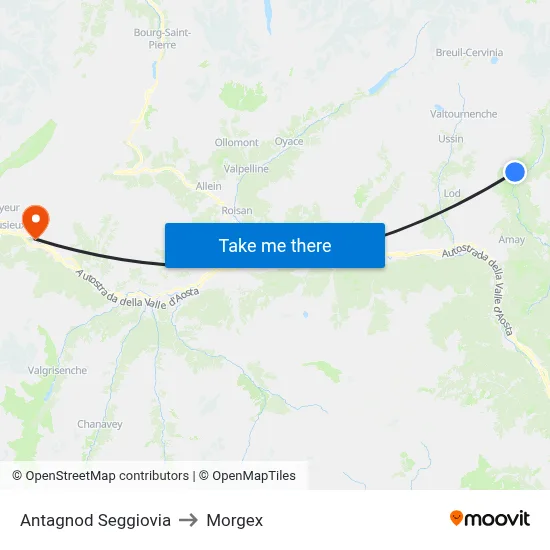 Antagnod Chairlift to Morgex map