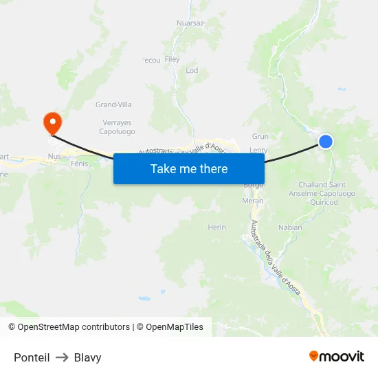 Ponteil to Blavy map
