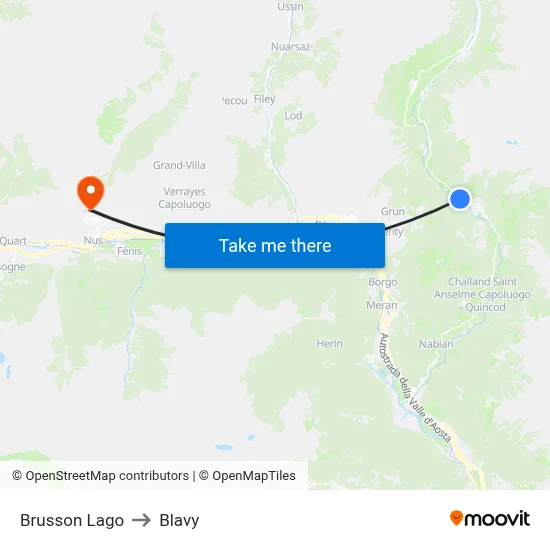 Brusson Lake to Blavy map