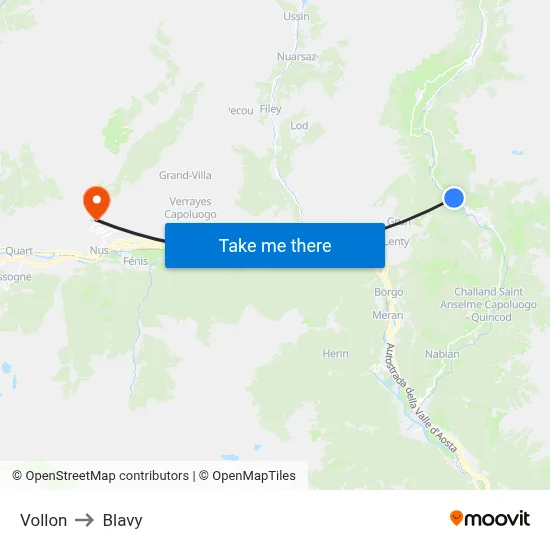 Vollon to Blavy map