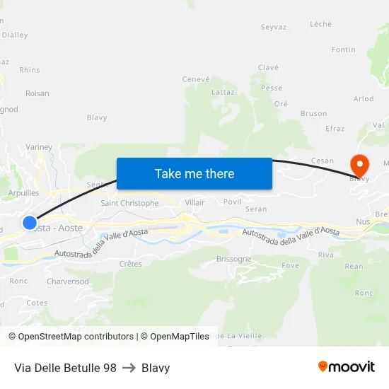 98 Birch Street to Blavy map