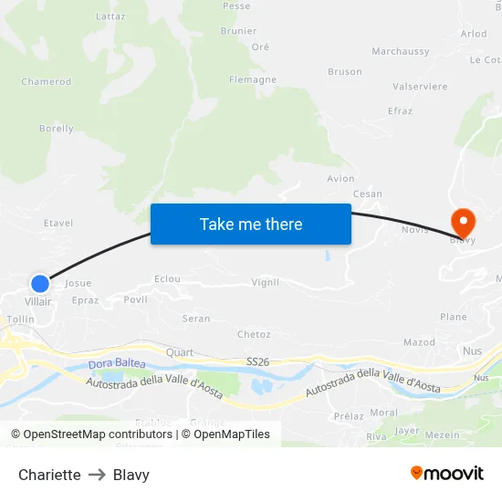 Chariette to Blavy map