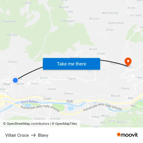 Villair Cross to Blavy map