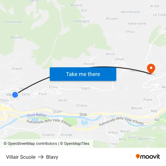 Villair Schools to Blavy map