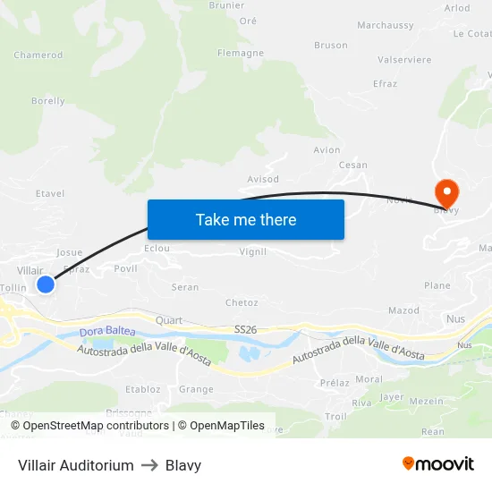 Villair Auditorium to Blavy map