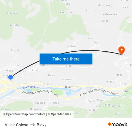 Villair Church to Blavy map