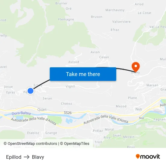 Epillod to Blavy map