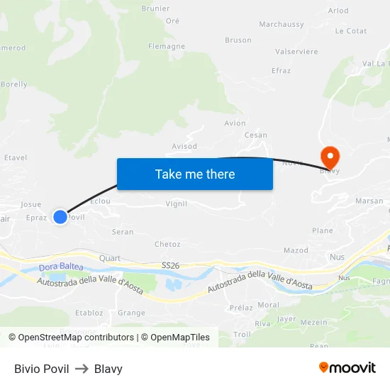 Povil Junction to Blavy map