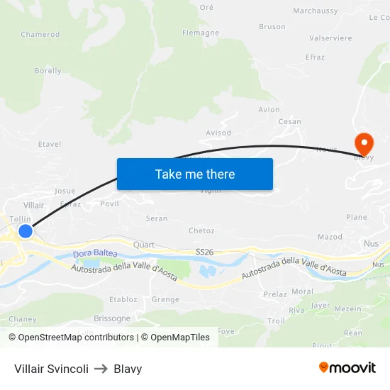 Villair Interchanges to Blavy map