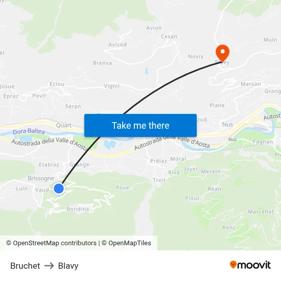 Bruchet to Blavy map