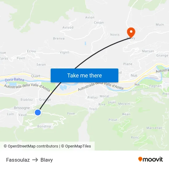 Fassoulaz to Blavy map