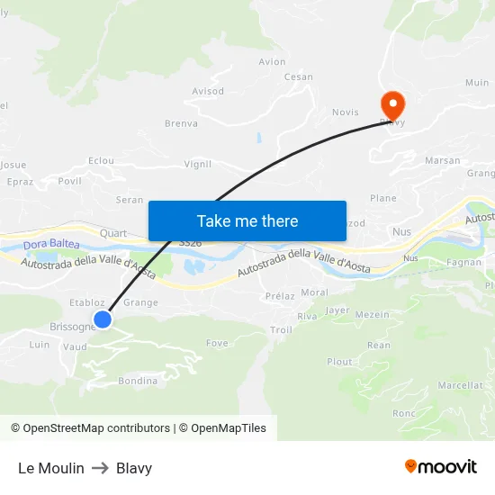 Le Moulin to Blavy map