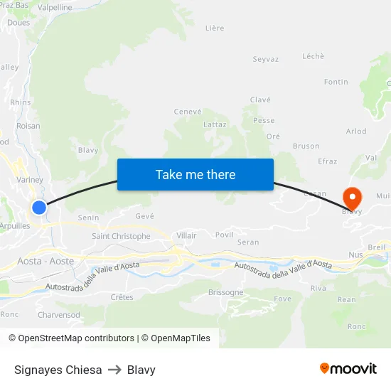 Signayes Chiesa to Blavy map