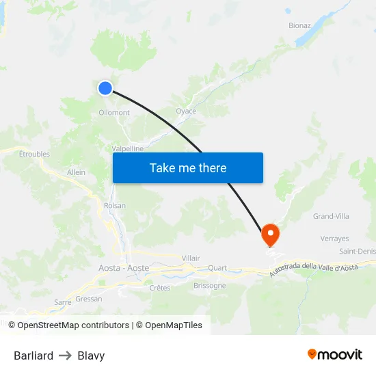 Barliard to Blavy map